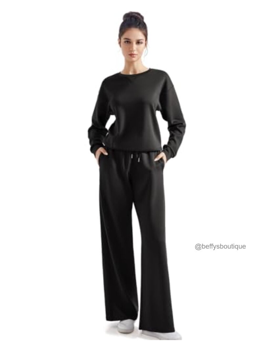 Modal Soft 2 Piece Lounge Set Oversized Sweatshirt Wide Leg Pants